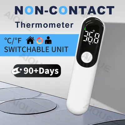 AiQUE 충전식 온도계 대기 90일 LED 디지털 적외선 의료 이마 온도계 아기를 위한 체온 발열